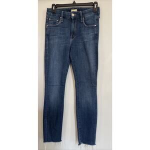 Mother Looker Ankle Fray Girl Crush Blue Jeans Stretch Denim Size 26‎ Worn Once!